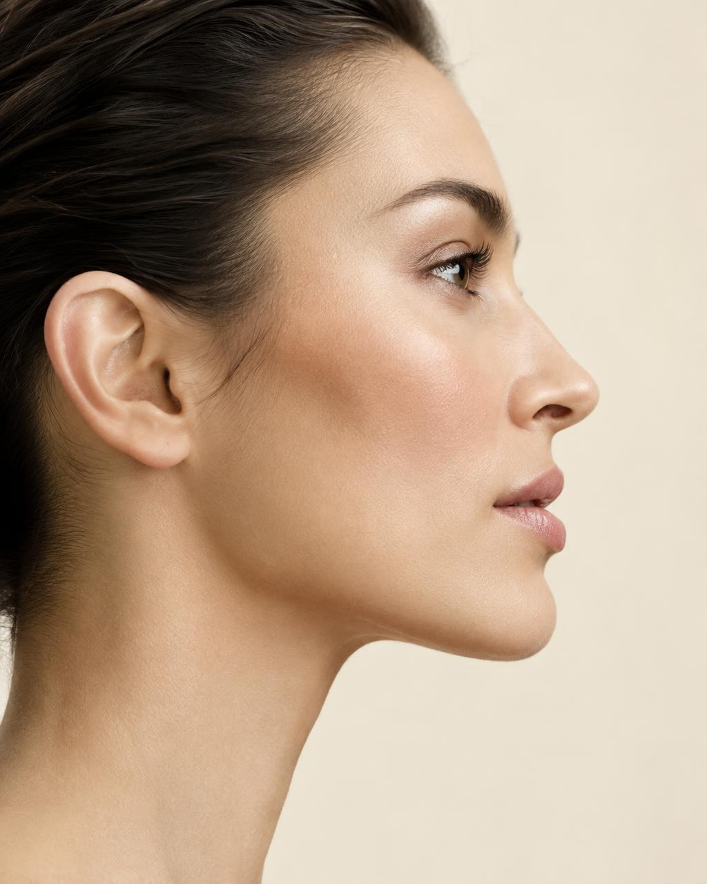Defined chin and jawline profile